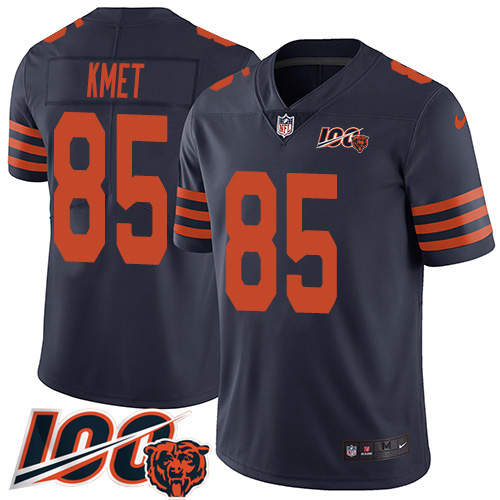 Nike Bears #85 Cole Kmet Navy Blue Alternate Youth Stitched NFL 100th Season Vapor Untouchable Limited Jersey